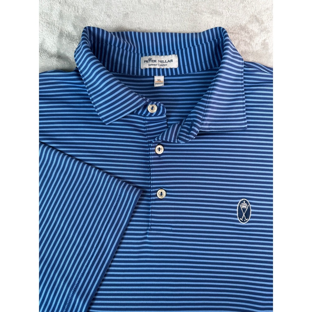 Peter Millar Blue Striped Polo Shirt